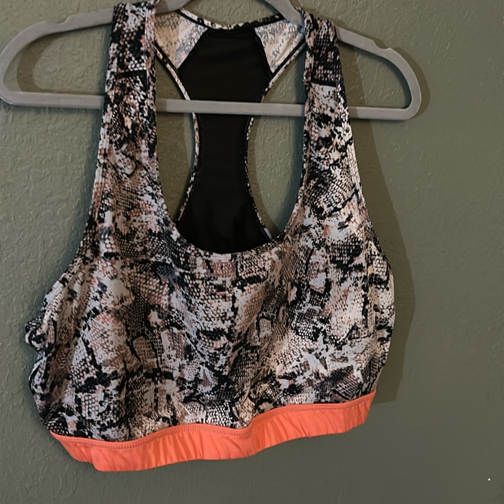 LuLaRoe Snake Print Sports Bra with Coral Trim